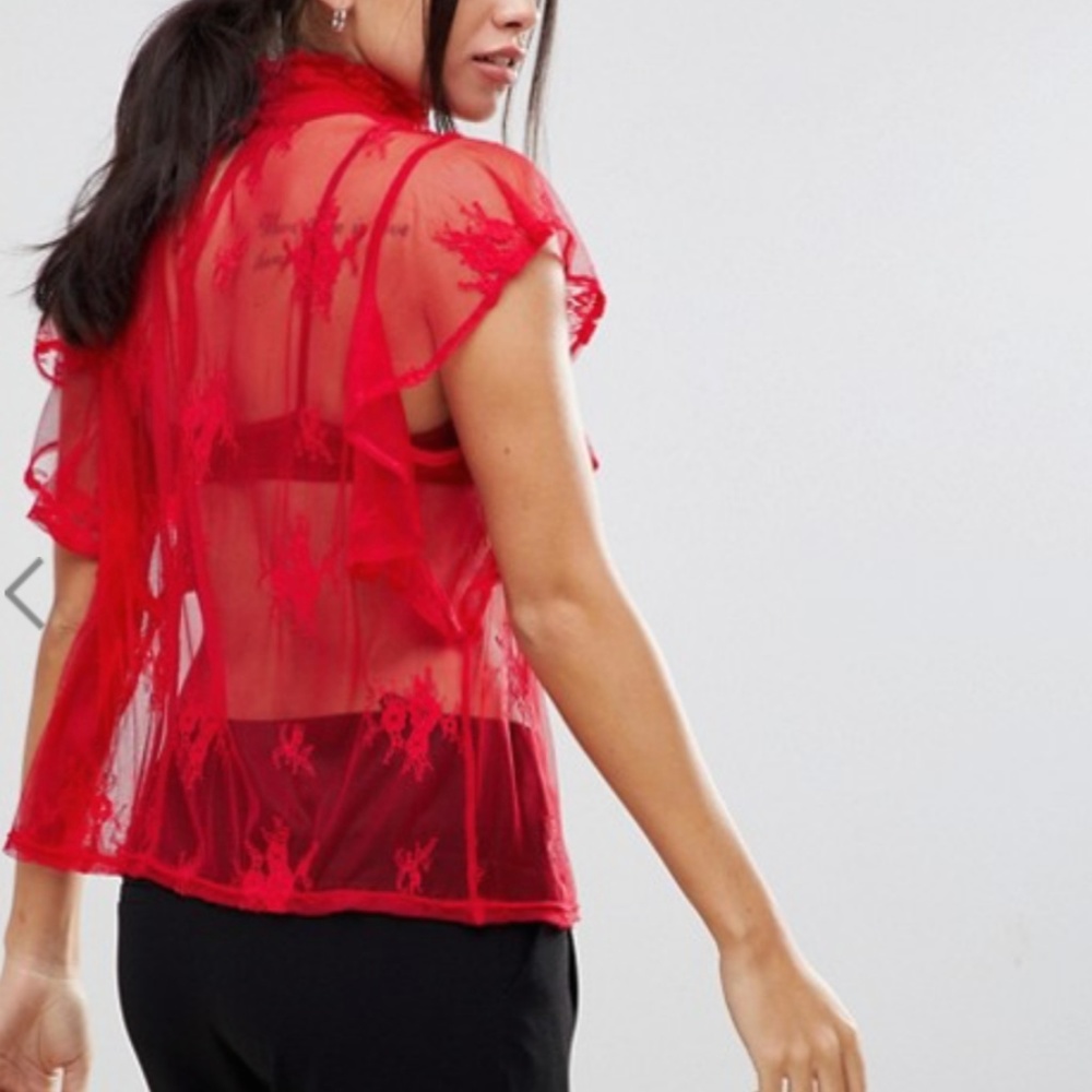 Y.A.S high neck lace blouse